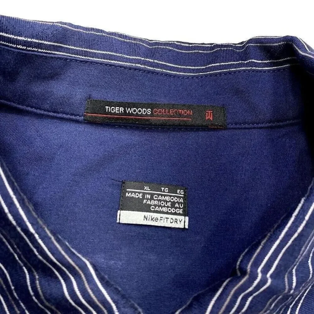 Tiger Woods Collection Nike Polo Shirt XL‎ Stripe Golf Casual Mens